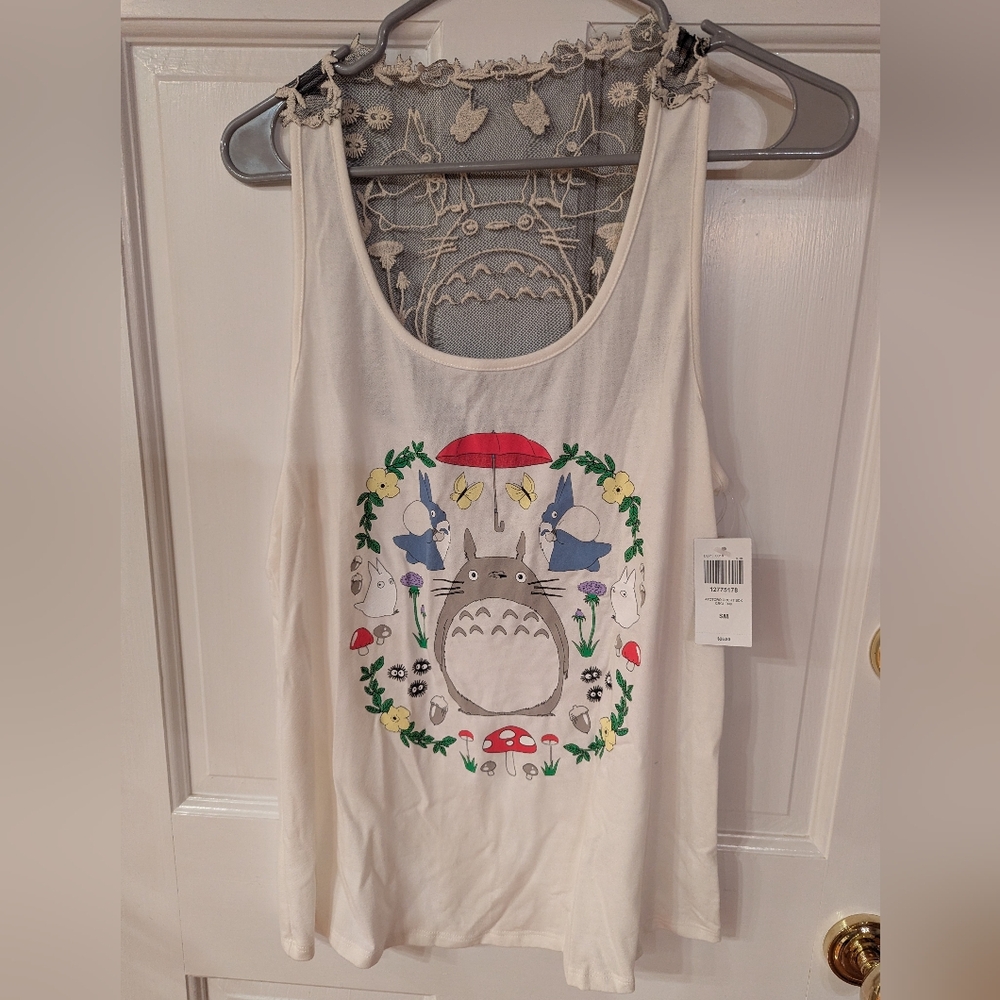 NWT Hot Topic Studio Ghibli My Neighbor Totoro Graphic Tank Crochet Back Size S